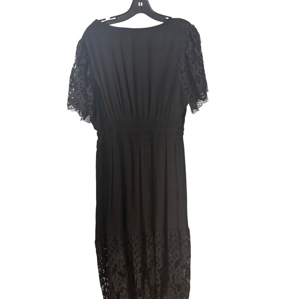 J Gee Lace Maxi Dress XL Smocked Waist Whimsigoth Boho Dark Romantic Gothic - Picture 5 of 8